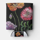 papaver op zwart Waterverf schilderen Blikjeskoeler (Voorkant)