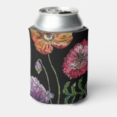 papaver op zwart Waterverf schilderen Blikjeskoeler (Blikje Achterkant)