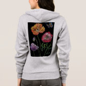  papaver op zwart Waterverf schilderen Hoodie (Achterkant)