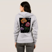  papaver op zwart Waterverf schilderen Hoodie (Achterkant volledig)