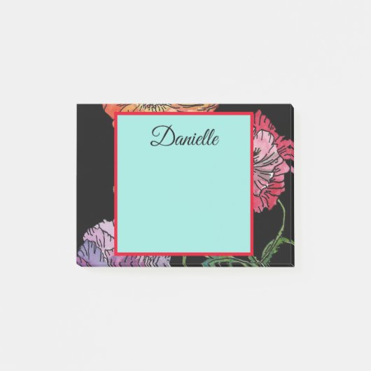 papaver op zwart Waterverf schilderen Post-it® Notes (Voorkant)