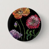  papaver op zwart Waterverf schilderen Ronde Button 5,7 Cm (Voorkant)