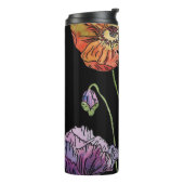 papaver op zwart Waterverf schilderen Thermosbeker (Gedraaid links)