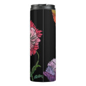 papaver op zwart Waterverf schilderen Thermosbeker (Achterkant)