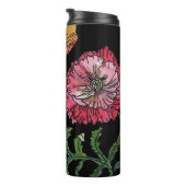 papaver op zwart Waterverf schilderen Thermosbeker (Geroteerd rechts)