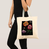 papaver op zwart Waterverf schilderen Tote Bag (Voorkant (product))