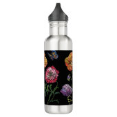 papaver op zwart Waterverf schilderen Waterfles (Links)