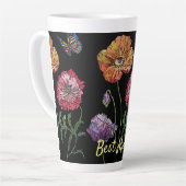 papaver op zwarte Waterverf Latte Mok (Linkerhoek)