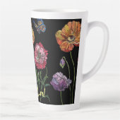 papaver op zwarte Waterverf Latte Mok (Rechts)