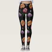  papaver op zwarte Waterverf Leggings (Voorkant)