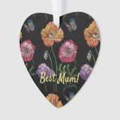 papaver op zwarte Waterverf Ornament (voorkant)