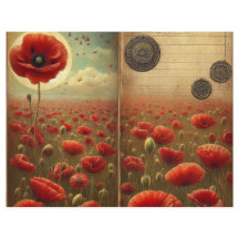 papaver plakboek papier - Shabby Chic Floral