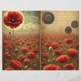  papaver plakboek papier - Shabby Chic Floral