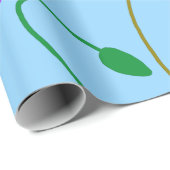 Papaver Poppy Lila op bleek-blauwe achtergrond Cadeaupapier (Rol Hoek)