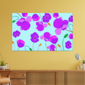 Papaver Poppy Lila op bleek-blauwe achtergrond Canvas Afdruk (Insitu (Woonkamer))