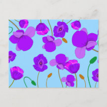 Papaver Poppy Lila op bleek-blauwe achtergrond