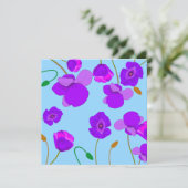 Papaver Poppy Lila op bleek-blauwe achtergrond Kaart (Staand voorkant)