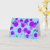 Papaver Poppy Lila op bleek-blauwe achtergrond Kaart (Gele Bloem)
