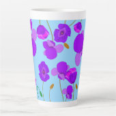 Papaver Poppy Lila op bleek-blauwe achtergrond Latte Mok (Voorkant)