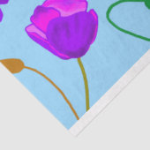 Papaver Poppy Lila op bleek-blauwe achtergrond Tissuepapier (Detail)