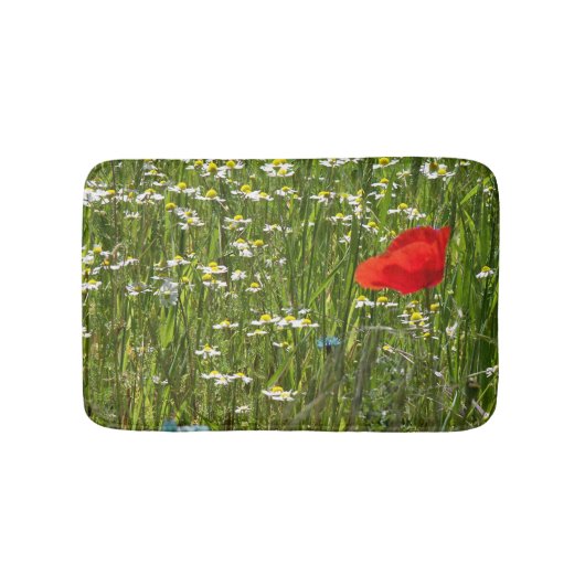Papaver rhoeas, een rode bloem badmat (Voorkant)