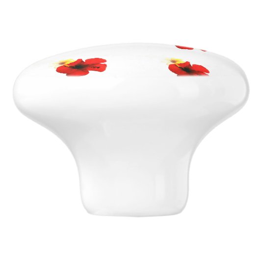 PAPAVER RODE BLOEM PATRONEN KERAMISCHE KNOP (Zijkant)