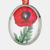 papaver rode bloemen  wijnstokken bloesems keramisch ornament (Links)