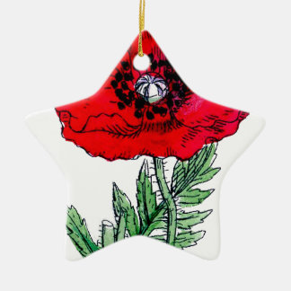 papaver rode bloemen  wijnstokken bloesems keramisch ornament