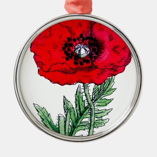 papaver rode bloemen  wijnstokken bloesems keramisch ornament (Voorkant)