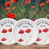 Papaver Rode bloemenbruiloft Waterverf Bruiloften Papieren Bordje