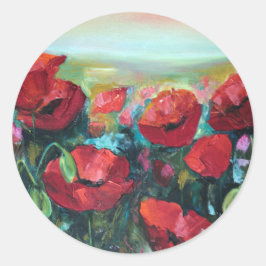 papaver ronde sticker