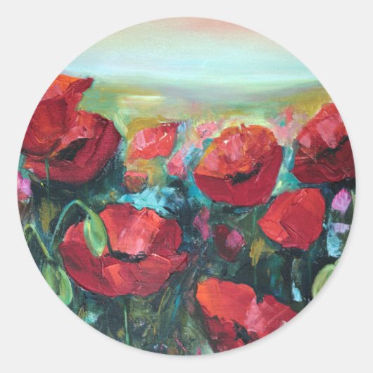 papaver ronde sticker (Voorkant)