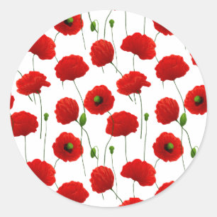 papaver ronde sticker