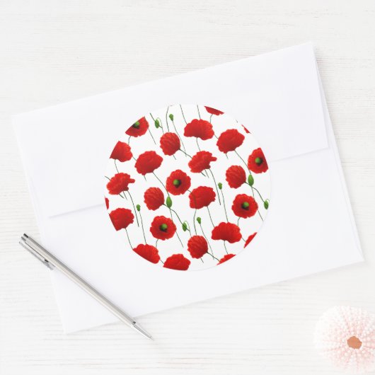 papaver ronde sticker (Envelop)