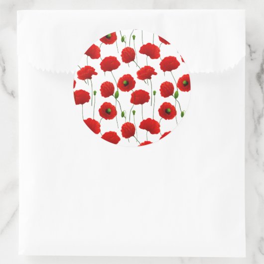 papaver ronde sticker (Tas)