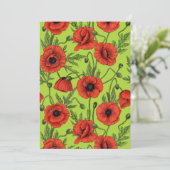 Papaver, rood en groen op limoengroen (Staand voorkant)