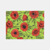 Papaver, rood en groen op limoengroen fleece deken (Voorkant (Horizontaal))