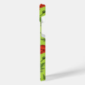 Papaver, rood en groen op limoengroen iPhone hoesje (Linkerkant)