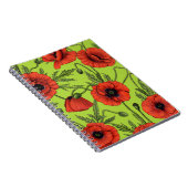 Papaver, rood en groen op limoengroen notitieboek (Rechterzijde)