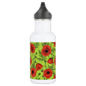 Papaver, rood en groen op limoengroen waterfles  (Rechts)