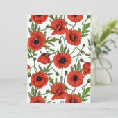 Papaver, rood en groen op wit (Staand voorkant)