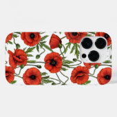 Papaver, rood en groen op wit Case-Mate iPhone case (Achterkant (horizontaal))