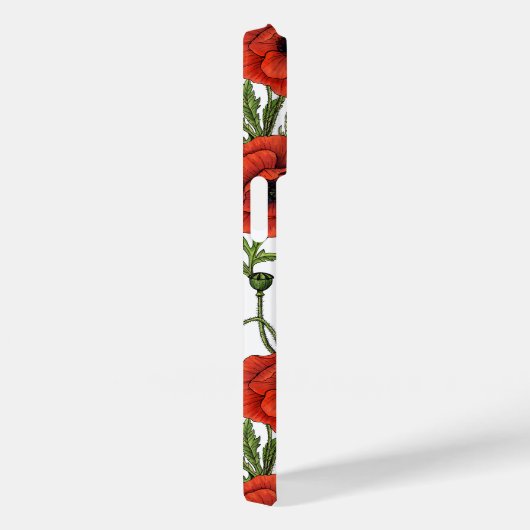 Papaver, rood en groen op wit Case-Mate iPhone case (Achterkant / Rechts)