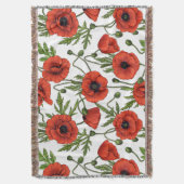 Papaver, rood en groen op wit deken (Voorkant Verticaal)