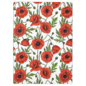 Papaver, rood en groen op wit klembord (Achterkant)