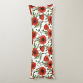 Papaver, rood en groen op wit lichaamskussen (Achterkant (Verticaal))