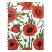Papaver, rood en groen op wit notitieboek (Voorkant)