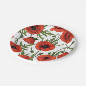 Papaver, rood en groen op wit papieren bordje (Gekanteld)