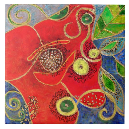 "Papaver" (schilderij) Tegeltje (Voorkant)