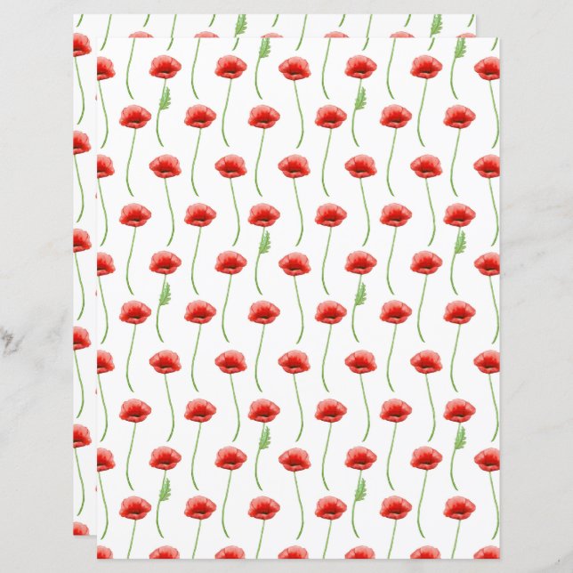 Papaver Scrapbook Paper (Voorkant / Achterkant)